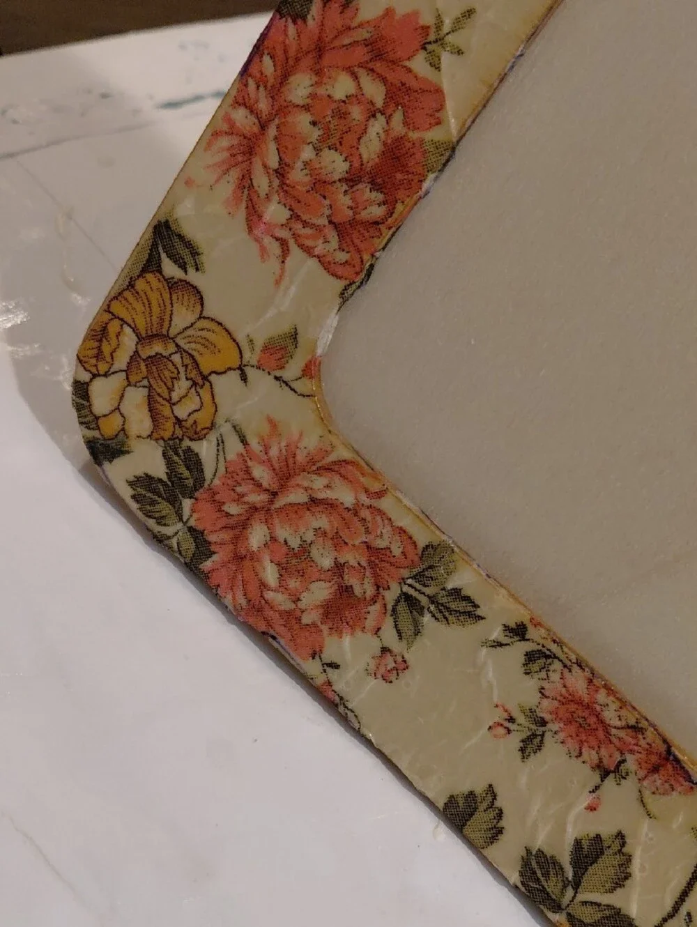 Floral Decorative Picture Frame - Cream & Pink - Unbranded